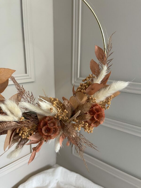 Composition couronne et bouquet en fleurs séchées maison cléome normandie caen