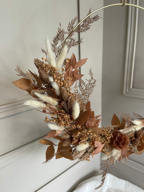 Composition couronne et bouquet en fleurs séchées maison cléome normandie caen