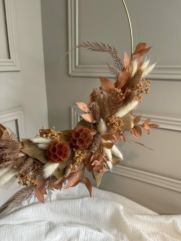 Composition couronne et bouquet en fleurs séchées maison cléome normandie caen