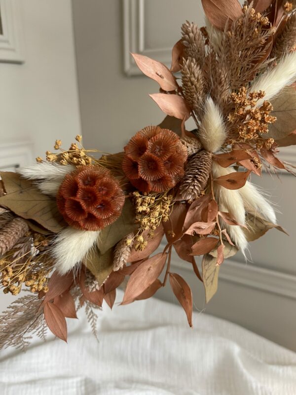 Composition couronne et bouquet en fleurs séchées maison cléome normandie caen