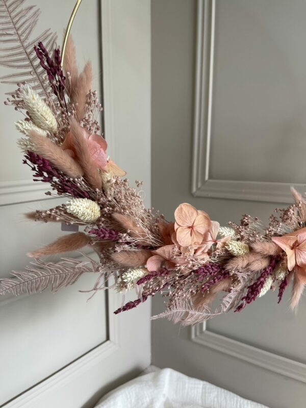 Composition couronne et bouquet en fleurs séchées maison cléome normandie caen