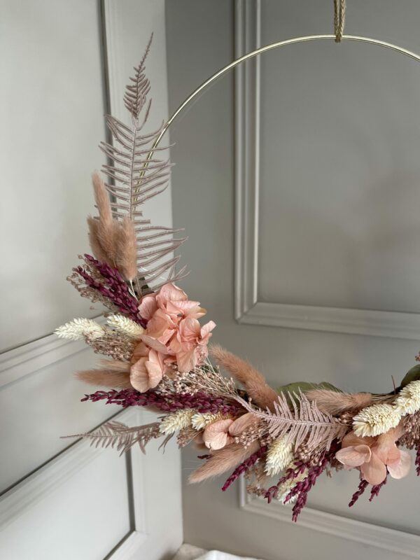 Composition couronne et bouquet en fleurs séchées maison cléome normandie caen