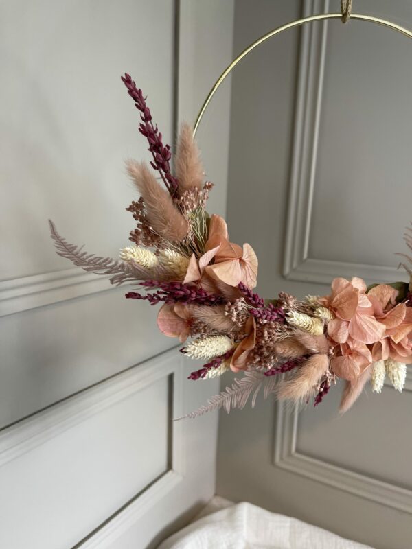 Composition couronne et bouquet en fleurs séchées maison cléome normandie caen