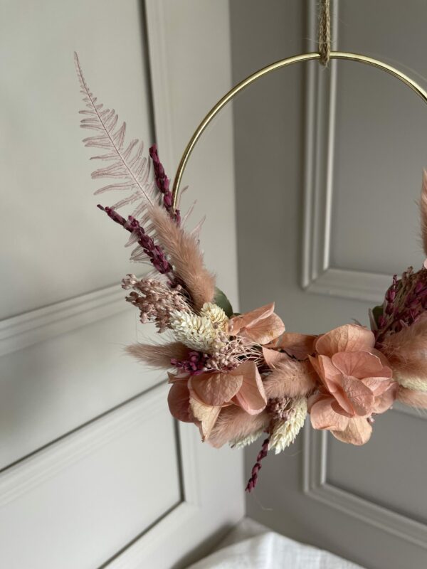 Composition couronne et bouquet en fleurs séchées maison cléome normandie caen